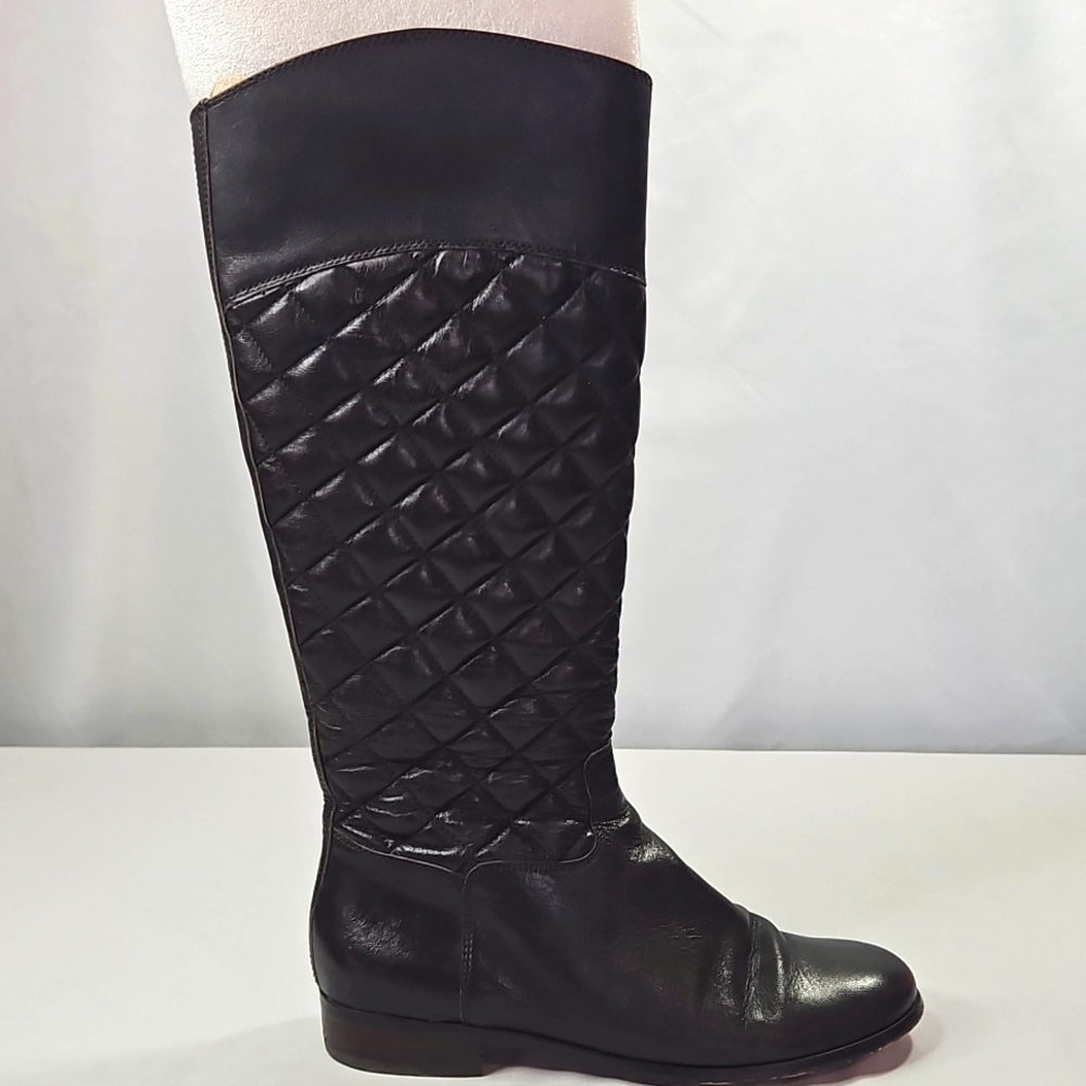 Corso Como Womens Dark Brown Leather Quilted Knee High Boots Size 6.5
